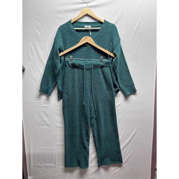 Ekouaer Women’s Small 2 Piece Fuzzy Pajamas Lounge Set Green - Picture 1 of 12